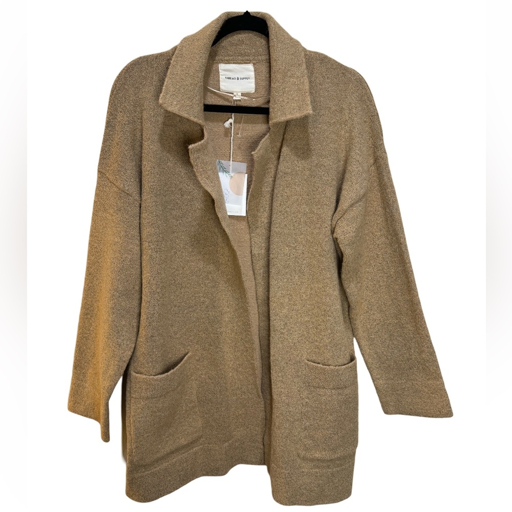 Thread & Supply Open Front Sweater Cardigan - Camel - Picture 3 of 6
